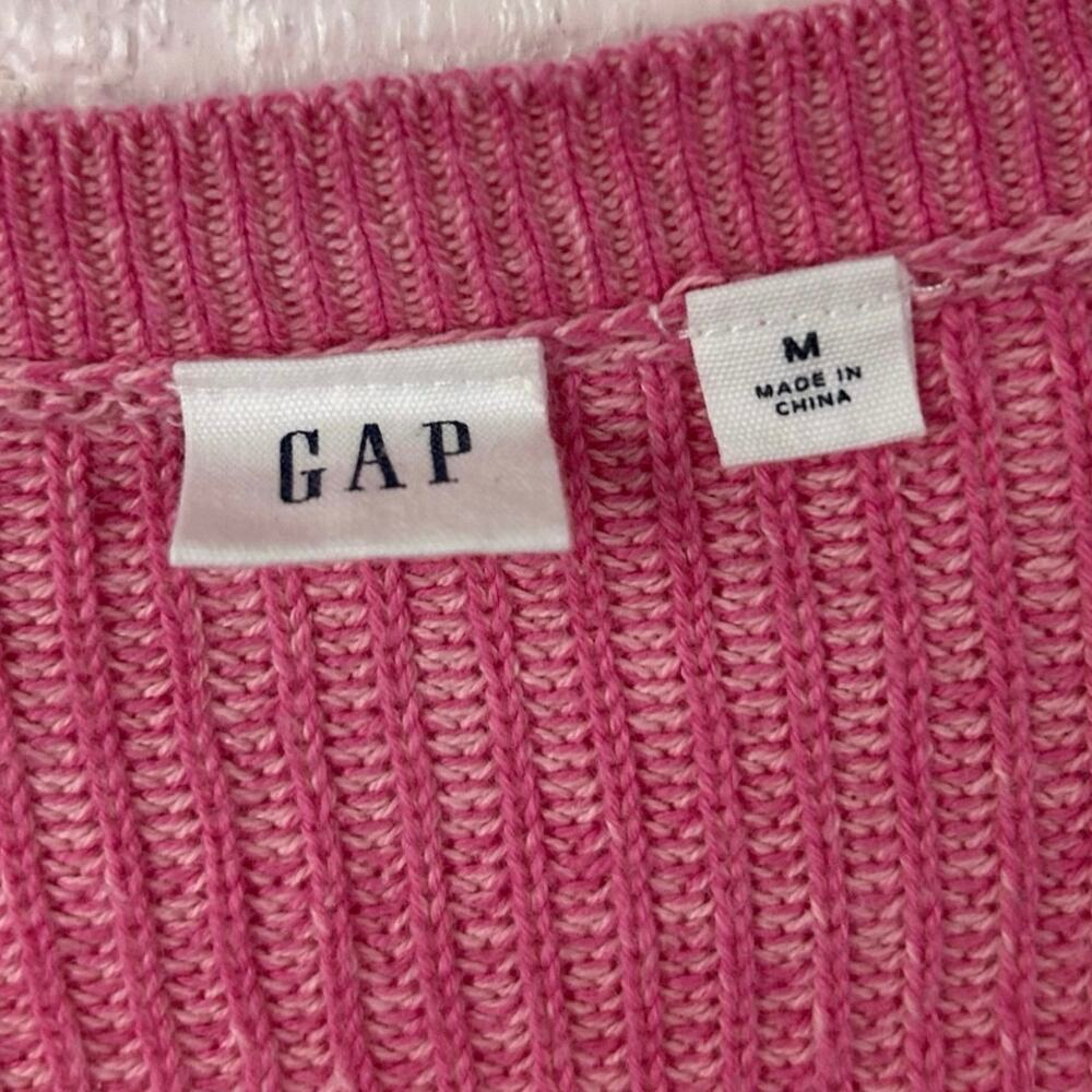 Gap Pink V Neck Knit Sweater Women Medium Preppy Classic Soft Casual - Picture 3 of 6